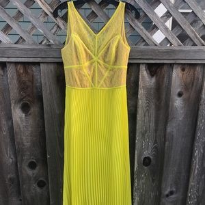 BCBG MaxAzria Pleated Prom Dress with Lace Detail